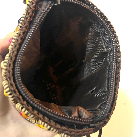 3/$30 MULTICOLOR WOOD BEAD CROSSBODY SHOULDER MINI BAG POUCH COCONUT SHELL BOHO - Picture 7 of 10